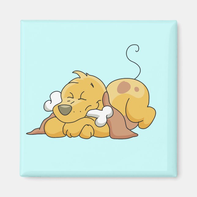 Íman Cão feliz com camiseta e presentes do osso (Frente)