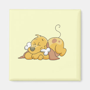 Íman Cão feliz com camiseta e presentes do osso