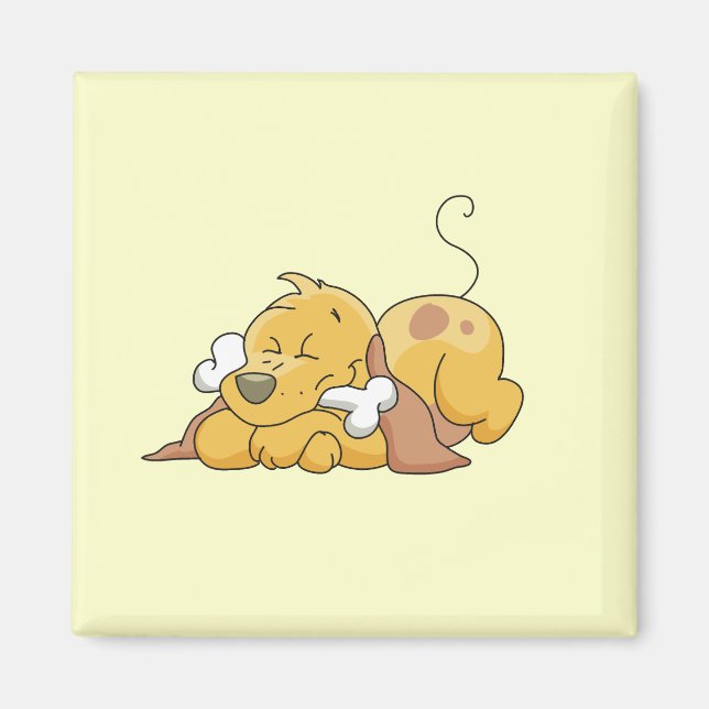 Íman Cão feliz com camiseta e presentes do osso (Frente)