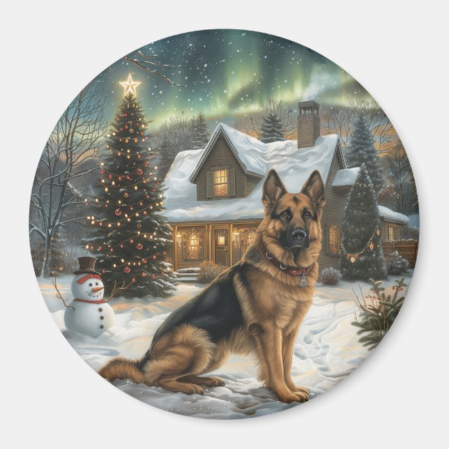 Íman Cão German shepherd de Natal (Frente)