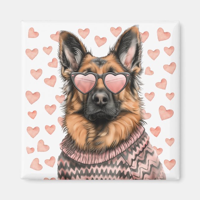 Íman Cão German shepherd do dia de os namorados (Frente)