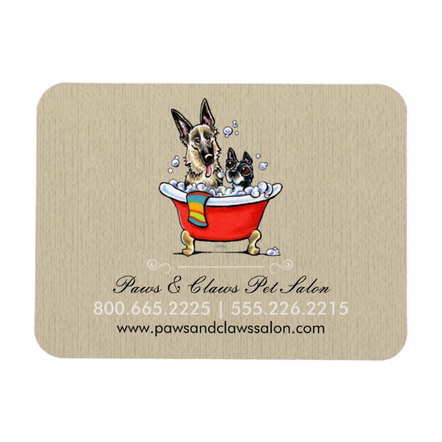 Íman Cão Groomer Pet Salon Rico Tub Negócios Orgânicos (Horizontal)