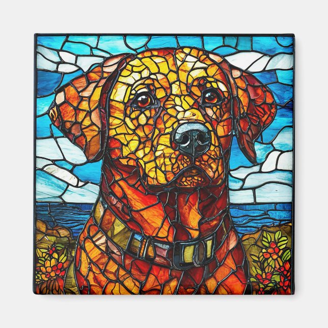 Íman Cão labrador de vitral (Frente)