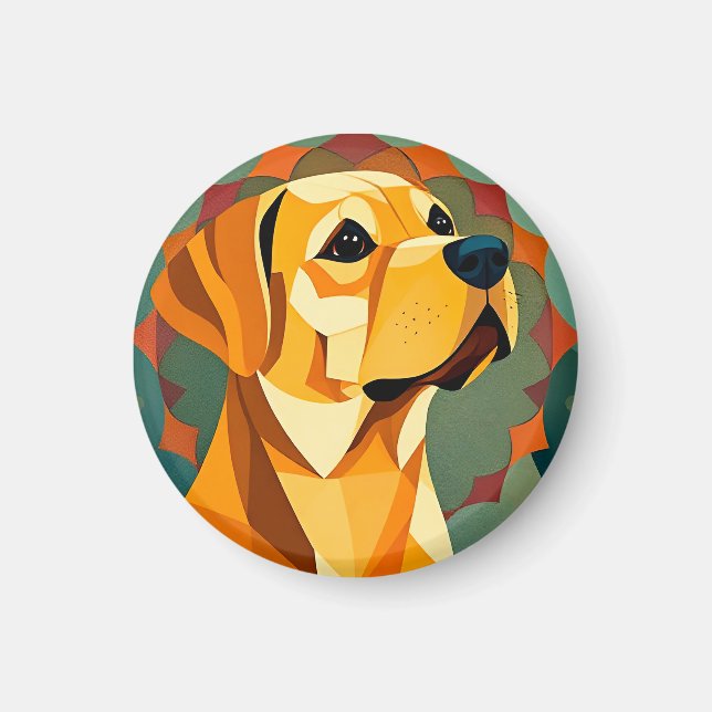 Íman Cão Labrador Retriever Amarelo Arte Geométrica (Frente)
