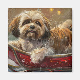 Íman Cão Lhasa Apso Natal Festivo