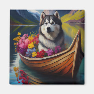 Íman Cão Malamute do Alasca em Paddle: Uma Aventura Cên
