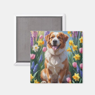 Íman Cão Montanhês Suíço Maior Pintura de Flores de Pri