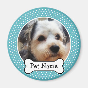 Íman Cão Osso e Bolinhas Azul Foto Pet