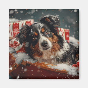 Íman Cão Pastor Australiano Festa de Natal