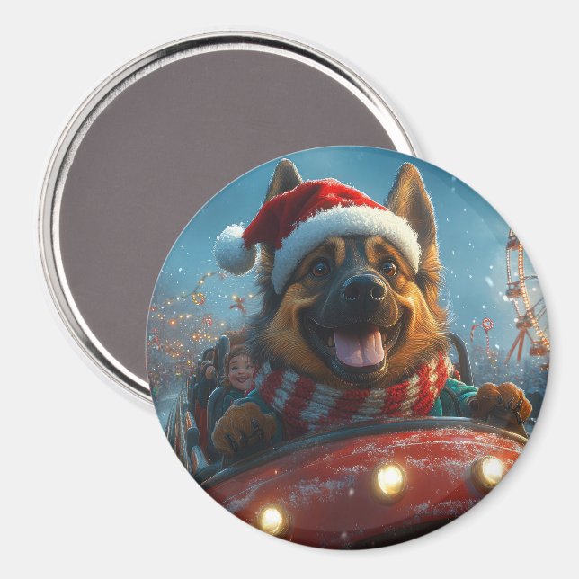 Íman Cão Pastor Belga Montanha-russa Natal (Front/Back)