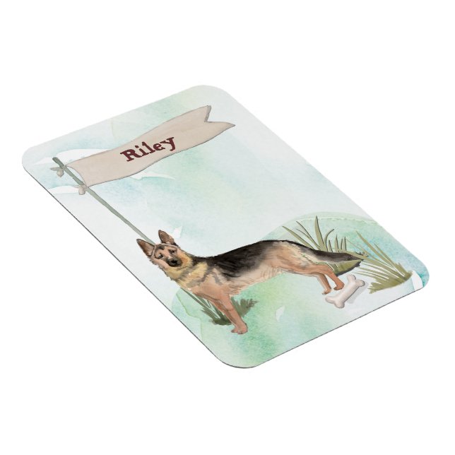 Íman Cão Pet do German shepherd de Nome Personalizado (Lado Direito)