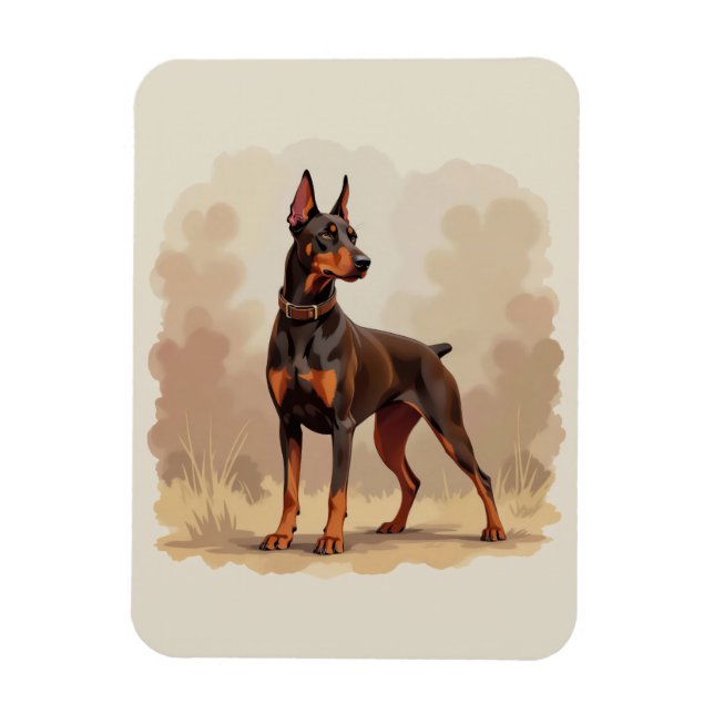 Íman Cão Pinscher Dobermann Marrom Ferrugem Vermelho (Vertical)