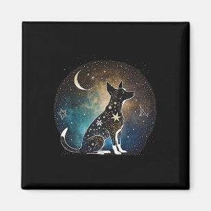 Íman Cão Rat Terrier Yoga Estrelas Lua Zen Galáxia Spla