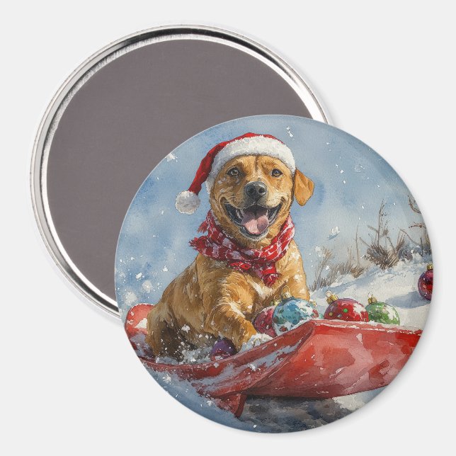 Íman Cão Rhodesian Ridgeback em Trineo de Natal (Front/Back)