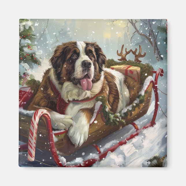 Íman Cão São Bernardo Natal Festivo (Frente)