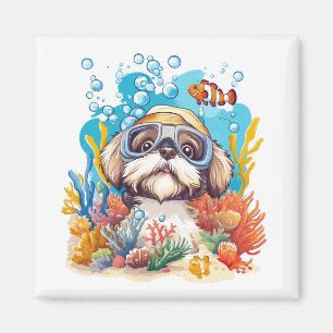 Íman Cão Shih Tzu Snorkeling Recife de Coral