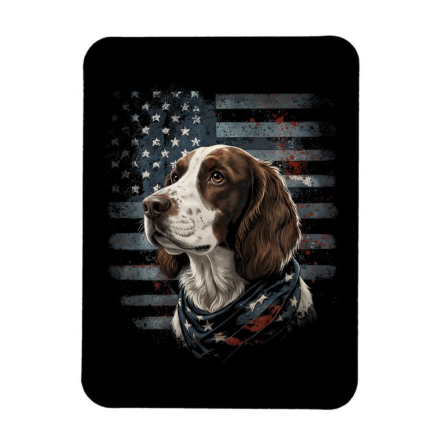 Íman Cão Springer Spaniel Bandeira Americana (Vertical)