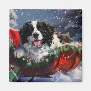 Íman Cão Terra Nova Natal Festivo
