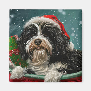 Íman Cão Terrier Tibetano Natal Festivo