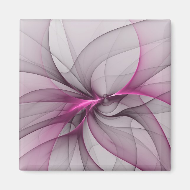Íman Caos Elegante Arte Fractal Abstrata Moderna Rosa (Frente)