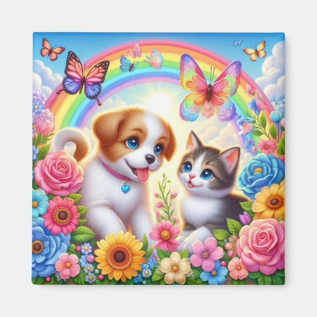 Íman Cãozinho/cachimbo/arco-íris de gatinho (Frente)