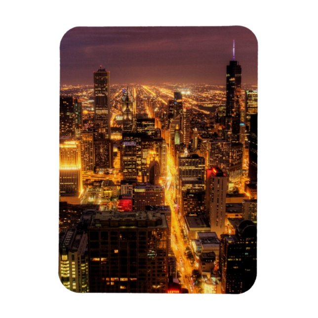 Íman Capa de cidade noturna de Chicago (Vertical)