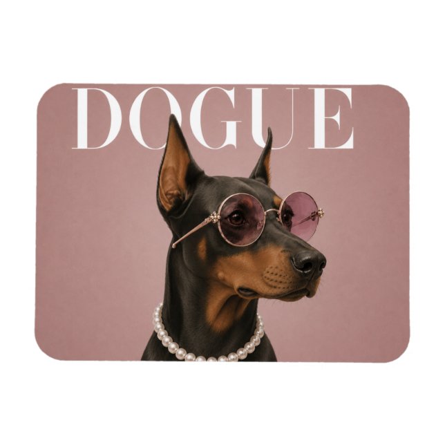 Íman Capa de Menina Doberman Rosa (Horizontal)