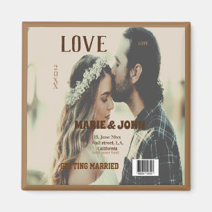 Íman capa de revista de casamento minimalista simples