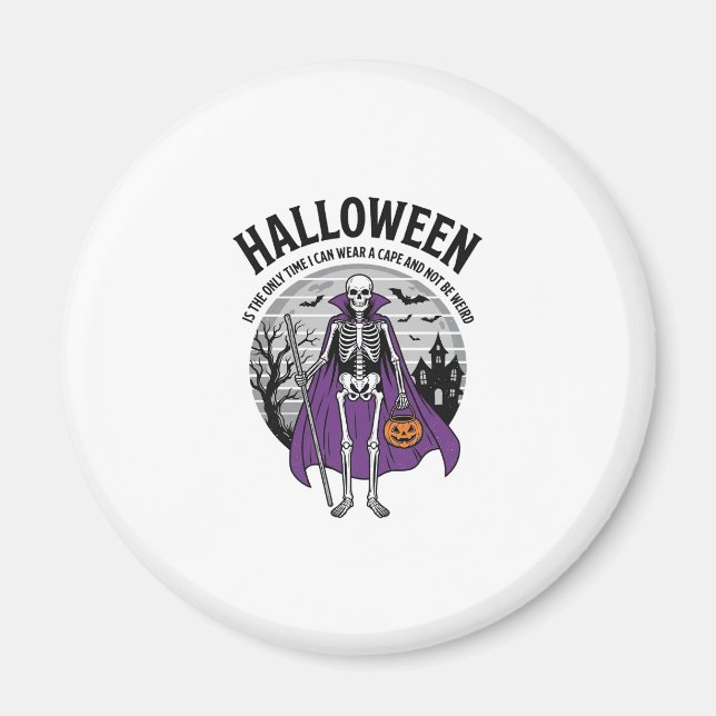 Íman Capa engraçada de Halloween de esqueleto Citação D (Frente)