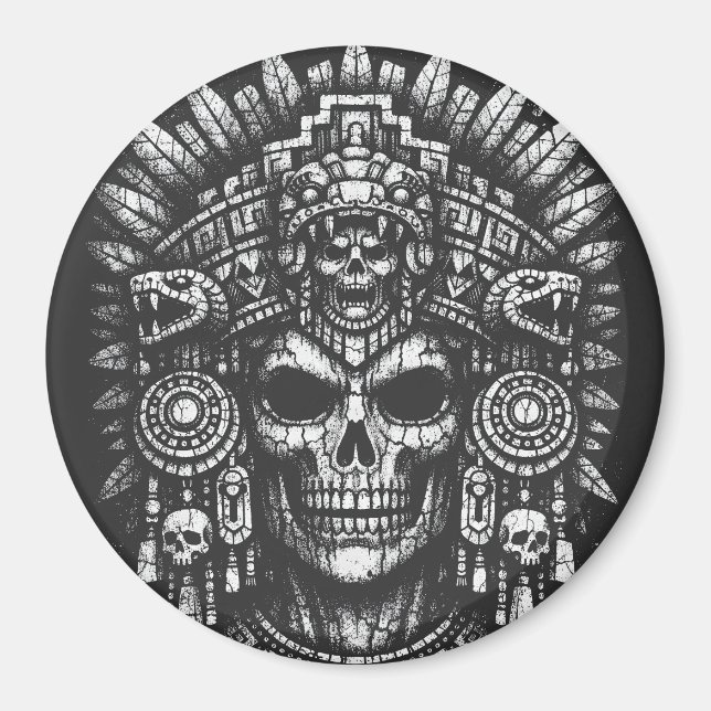 Íman Capacete de Caveira Asteca por BurnsInHell (Frente)