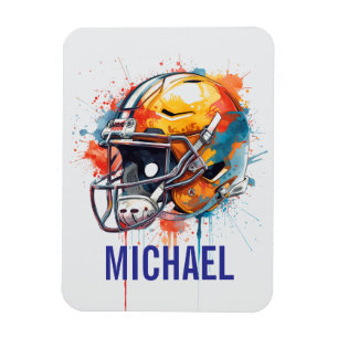 Íman Capacete de Futebol Motivacional Inspirador Nome