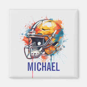 Íman Capacete de Futebol Motivacional Inspirador Nome
