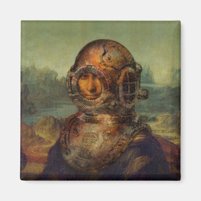 Íman Capacete Mona Lisa da Vinci de Steampunk Diver (Frente)