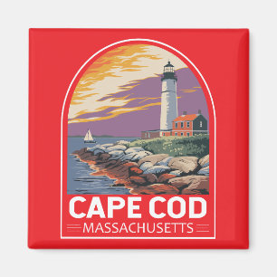 Íman Cape Cod Massachusetts Emblema de Arte de Viagem