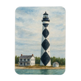 Íman Cape Lookout Lighthouse Watercolor