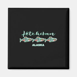 Íman Capital da pesca de salmão da arte nativa do Alasc