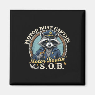 Íman Capitão de Barco a Motor Engraçado Raccoon Náutico