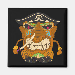Íman Capitão Pirata, estátua Tiki, Preto Engraçado
