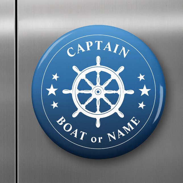 Íman Capitão Seu Nome De Barco Embarca Helm Blue Fade (Criador carregado)