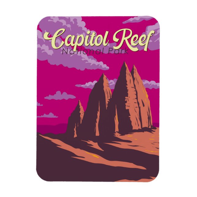 Íman Capitol Reef National Park Ilustração Viagem Art (Vertical)