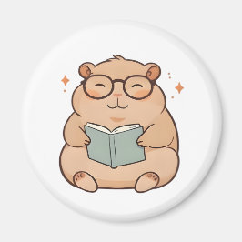 Íman Capivara Lendo com Óculos Design Kawaii