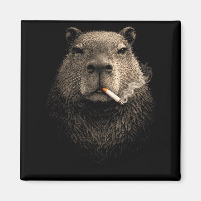Íman Capivara meme engraçado de fumar estética retrô vi (Frente)