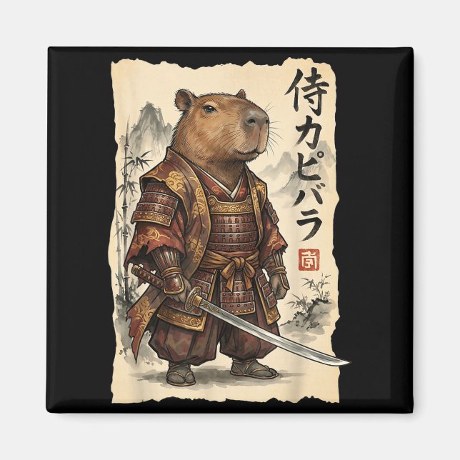 Íman Capivara Samurai Arte Japonesa Gráfico Vintage Eng (Frente)