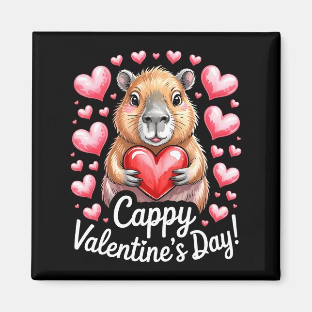 Íman Cappy Valentine’s Day Cute Capybara Heart Design P (Frente)