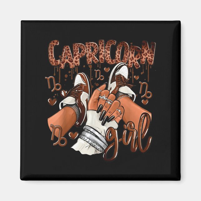 Íman Capricorn Girl Birthday Afro Queen Sneakers Zodiac (Frente)