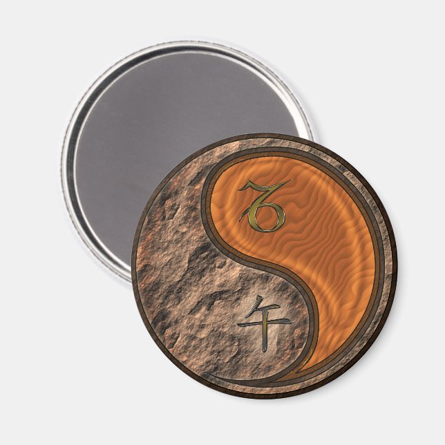Íman Capricórnio & Cavalo de Madeira (Front/Back)