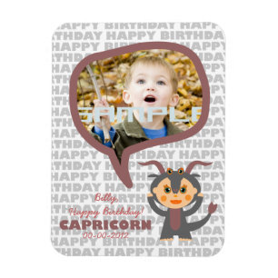 Íman Capricórnio Feliz Aniversário, em nome das criança
