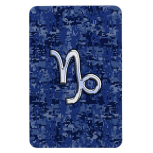 Íman Capricórnio Zodiac - Sinal no camo digital azul m