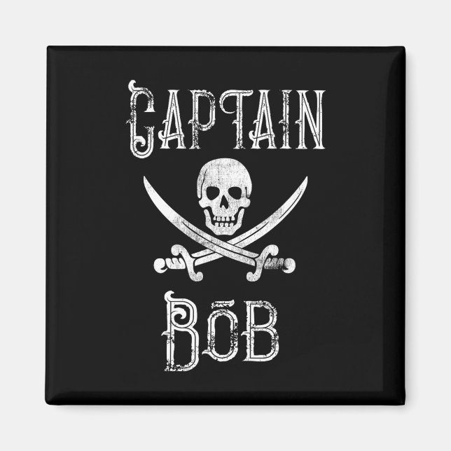 Íman Captain Bob - Vintage Personalized Pirate Boating  (Frente)