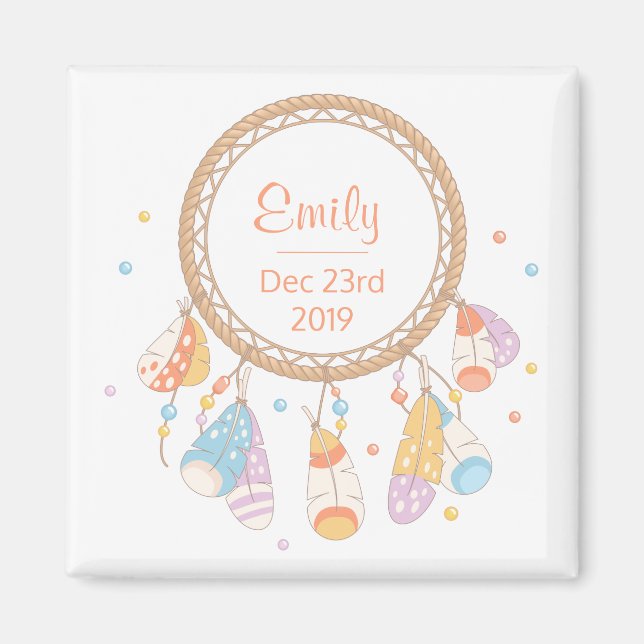 Íman Captura de Sonhos Boho Tribal Lembrança de Bebê Re (Frente)